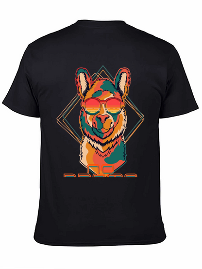 Camiseta Negra con Llama Retro con Gafas de Sol