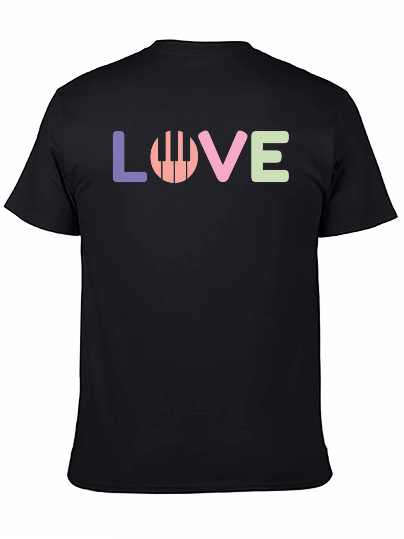 Camiseta Negra Love Piano para Amantes de la Música