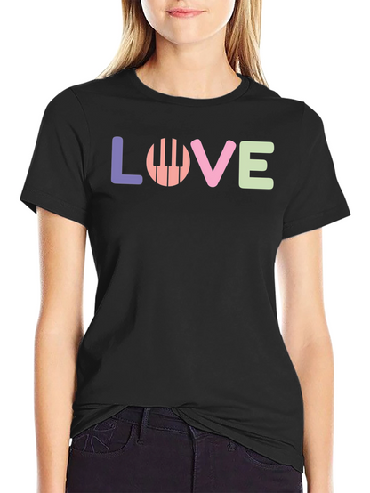 Camiseta Negra Love Piano para Amantes de la Música
