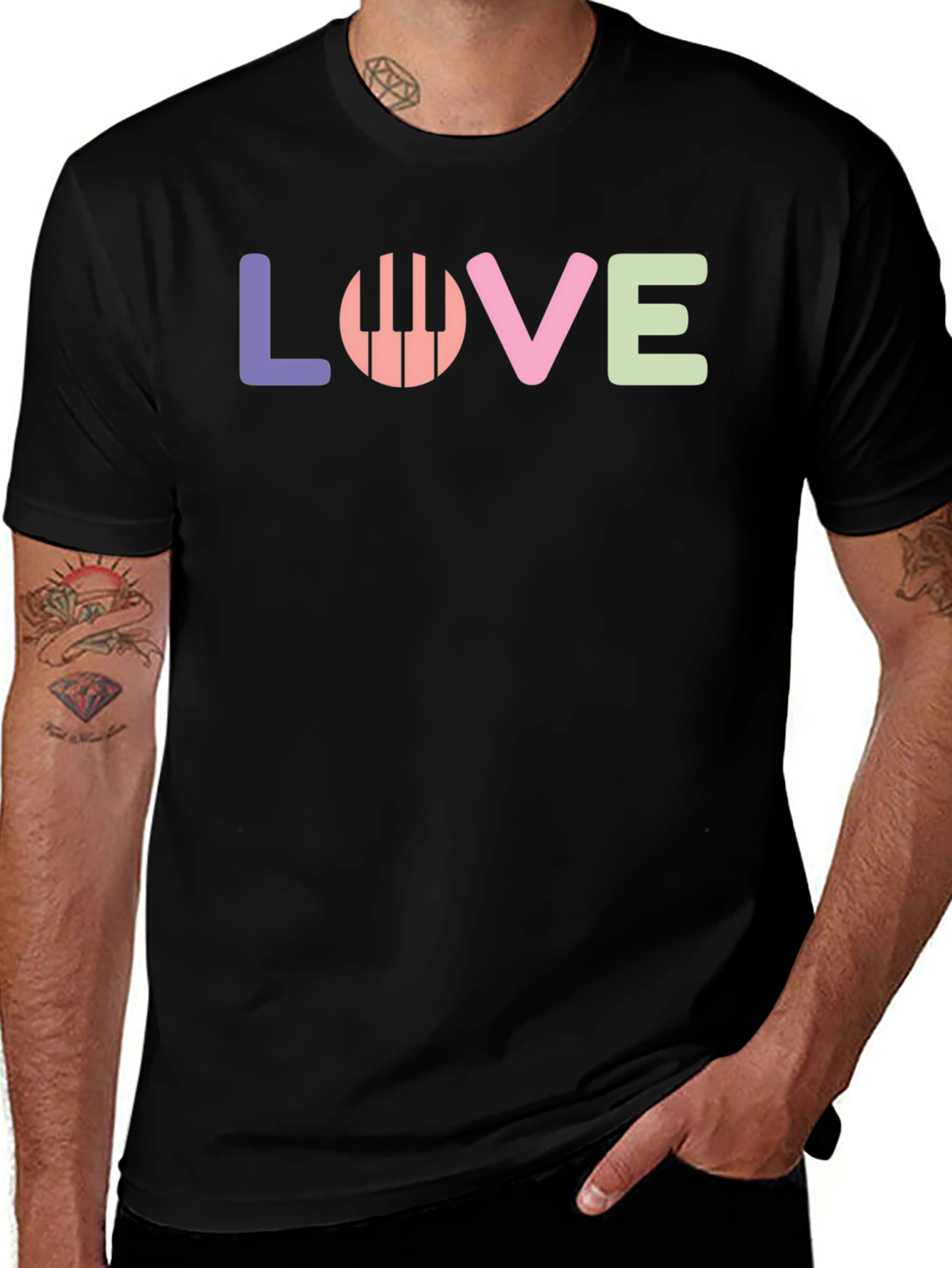 Camiseta Negra Love Piano para Amantes de la Música