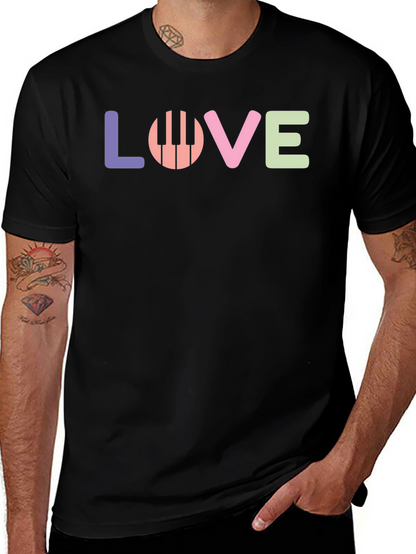 Camiseta Negra Love Piano para Amantes de la Música