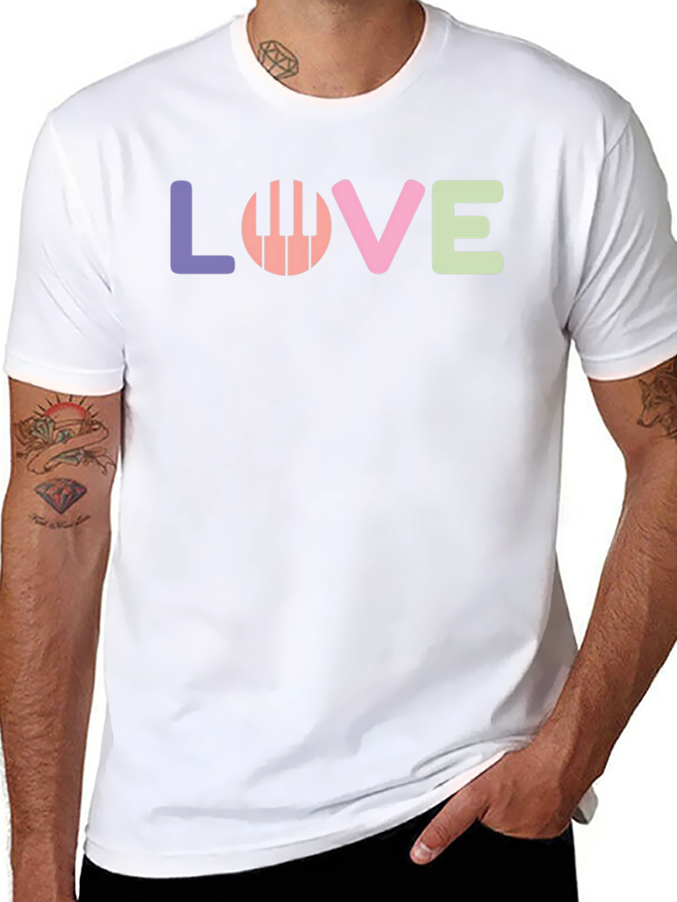 Camiseta Negra Love Piano para Amantes de la Música