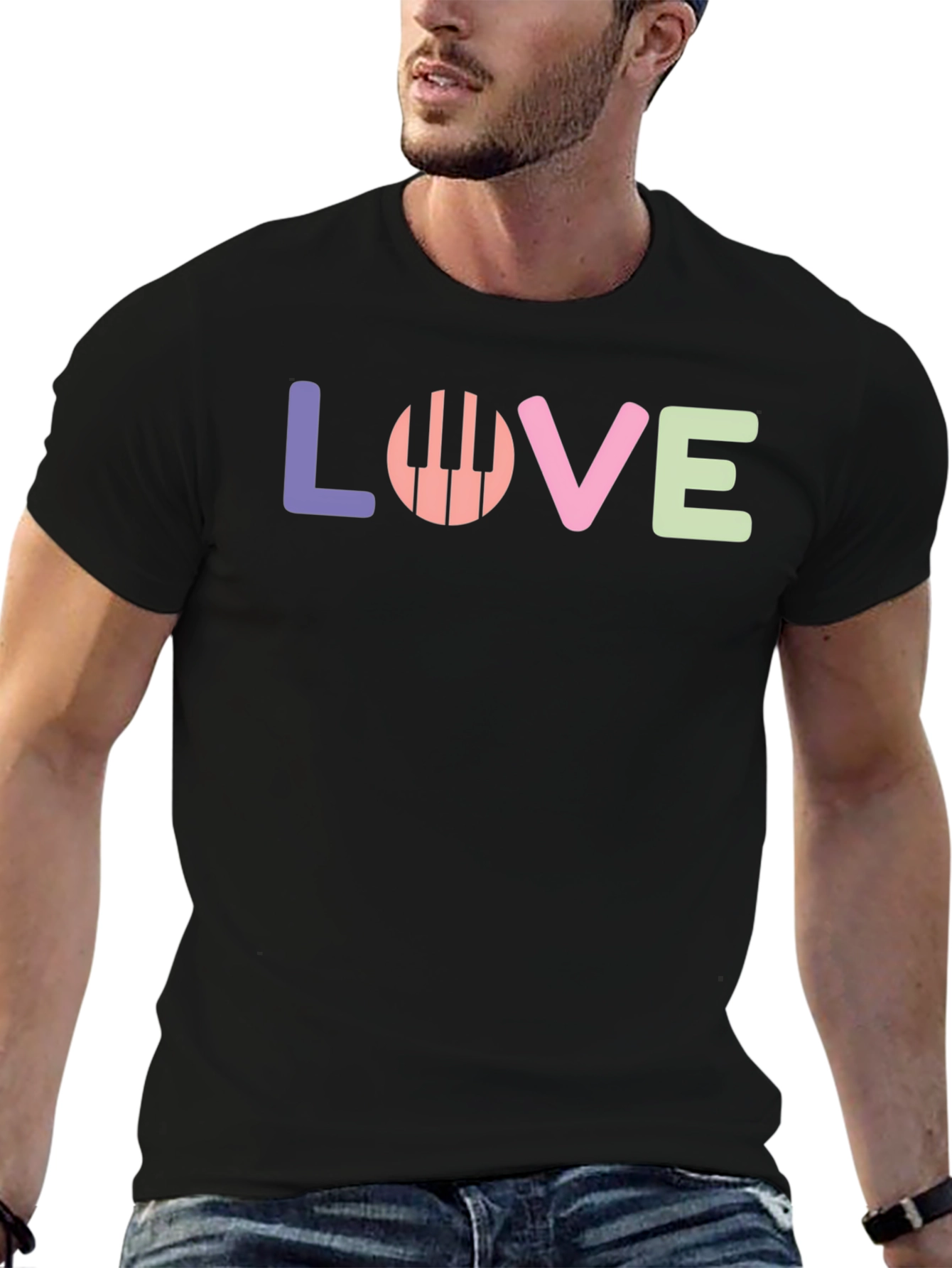 Camiseta Negra Love Piano para Amantes de la Música