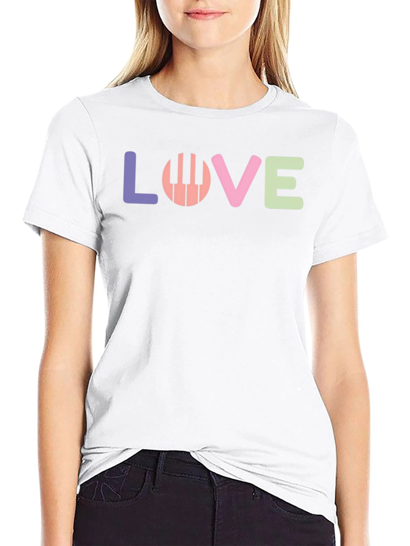 Camiseta Negra Love Piano para Amantes de la Música