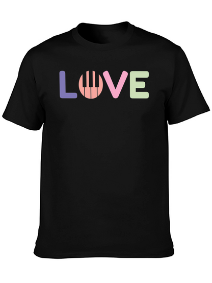 Camiseta Negra Love Piano para Amantes de la Música