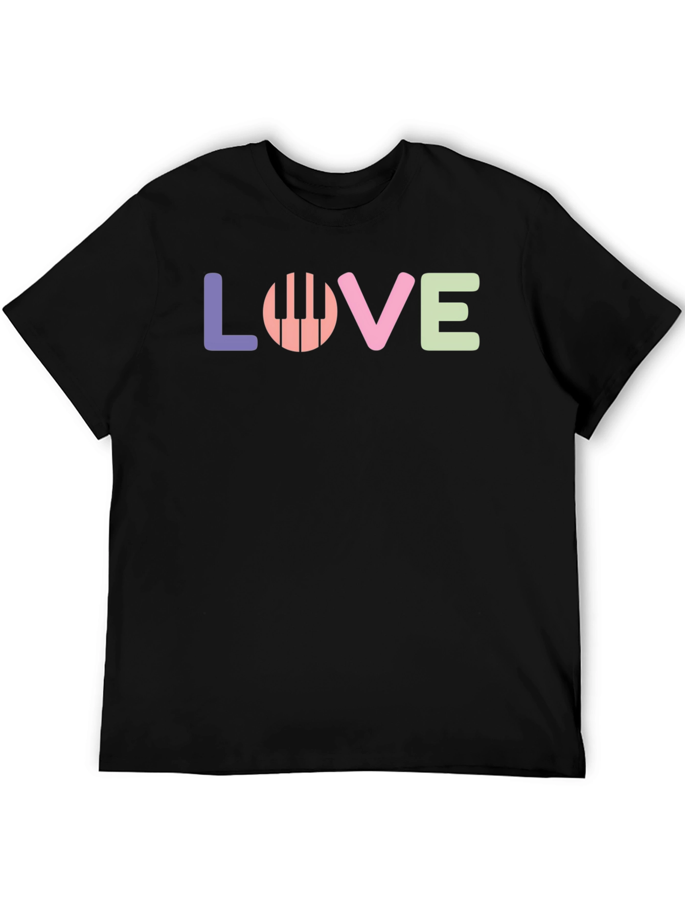 Camiseta Negra Love Piano para Amantes de la Música