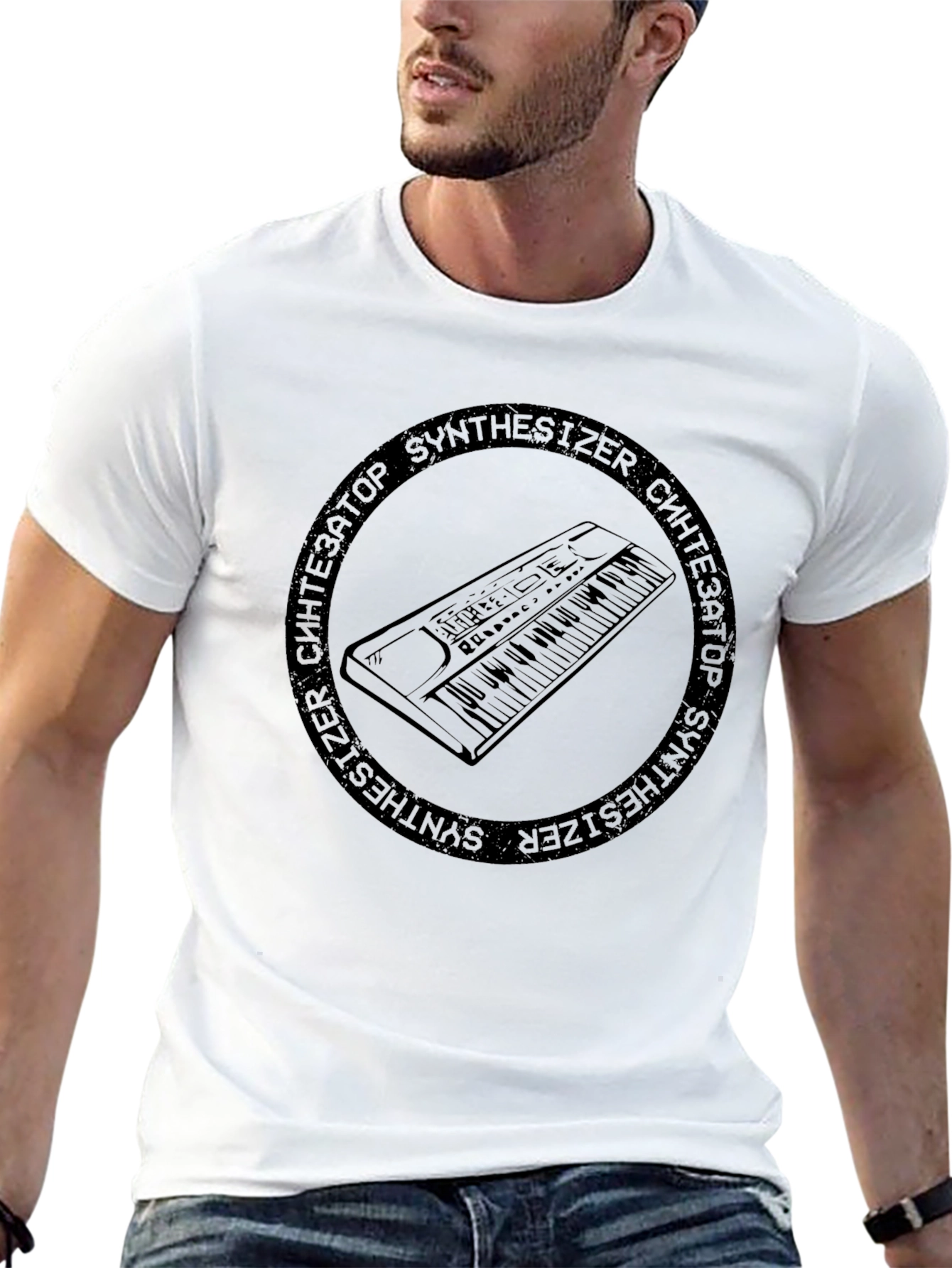 Camiseta Negra Sintetizador Retro
