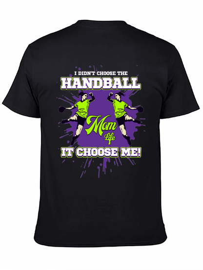 Camiseta Negra Humorística Balonmano para Mamá