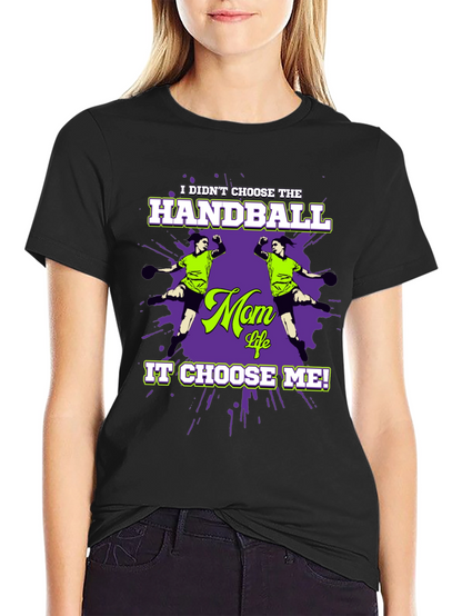 Camiseta Negra Humorística Balonmano para Mamá