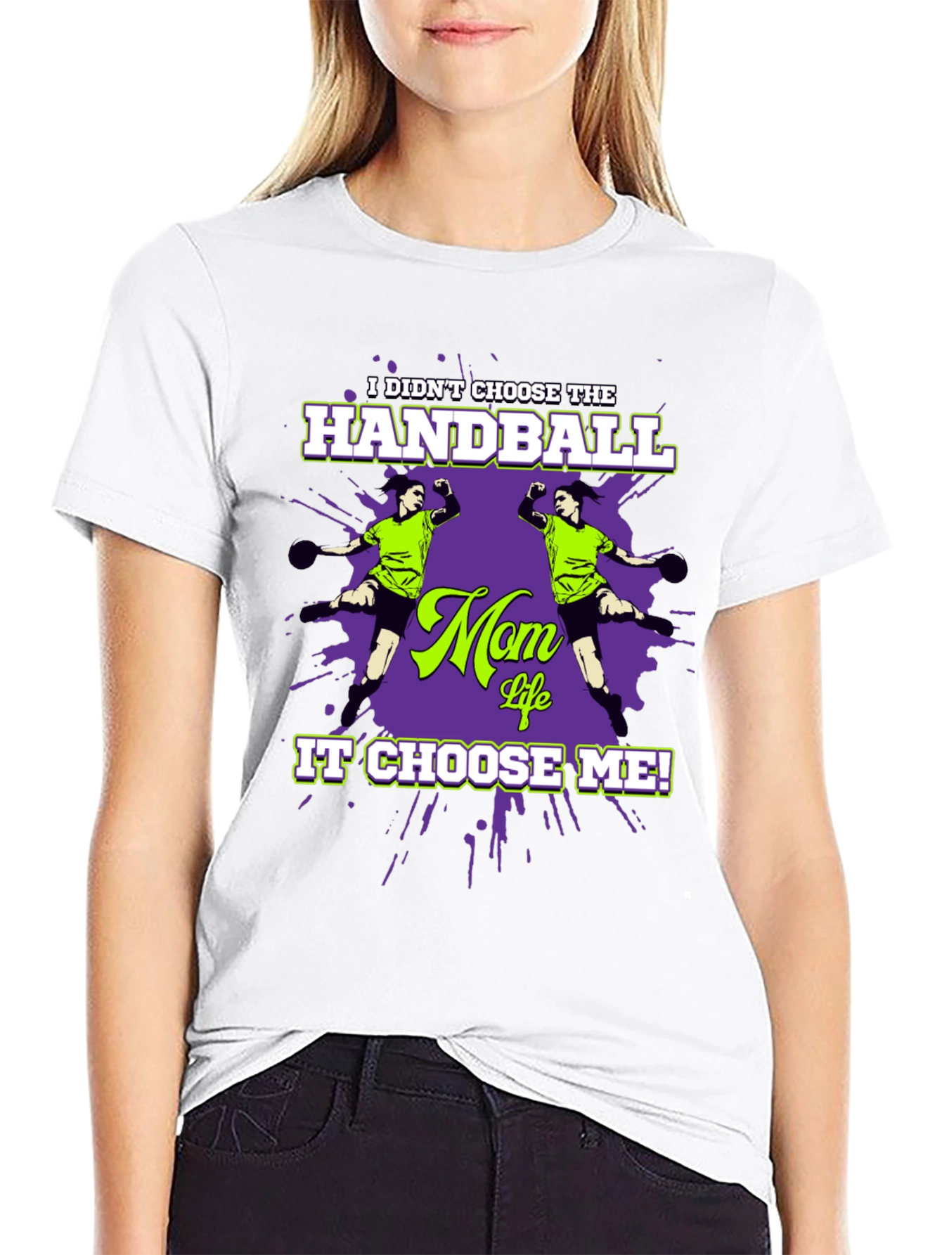Camiseta Negra Humorística Balonmano para Mamá