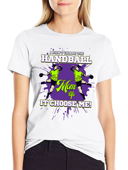 Camiseta Negra Humorística Balonmano para Mamá
