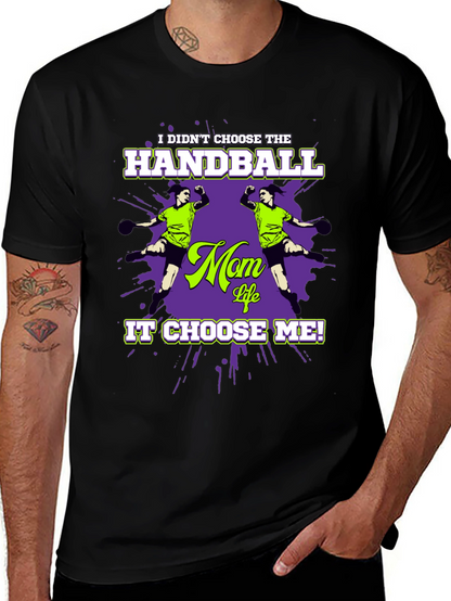Camiseta Negra Humorística Balonmano para Mamá
