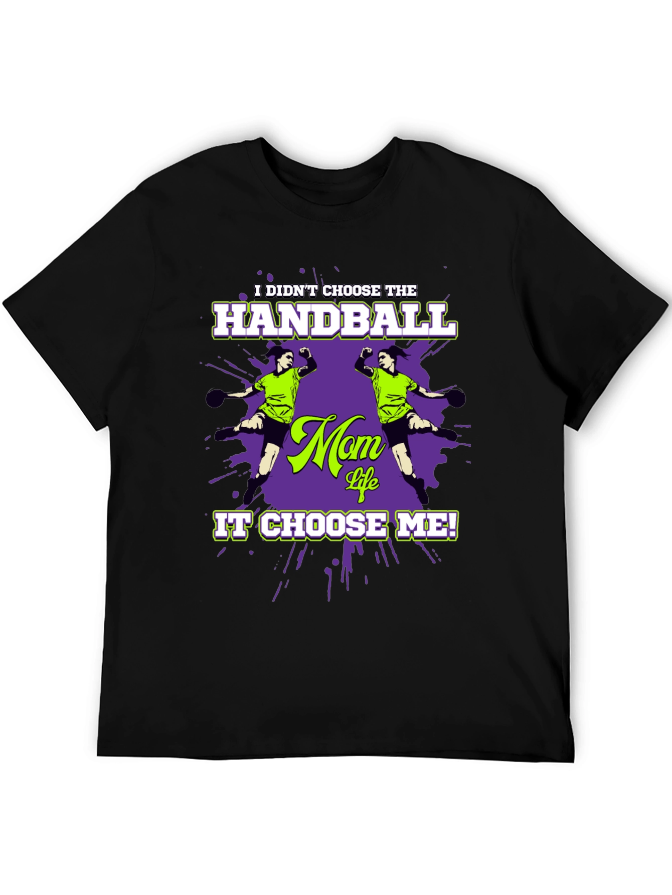 Camiseta Negra Humorística Balonmano para Mamá