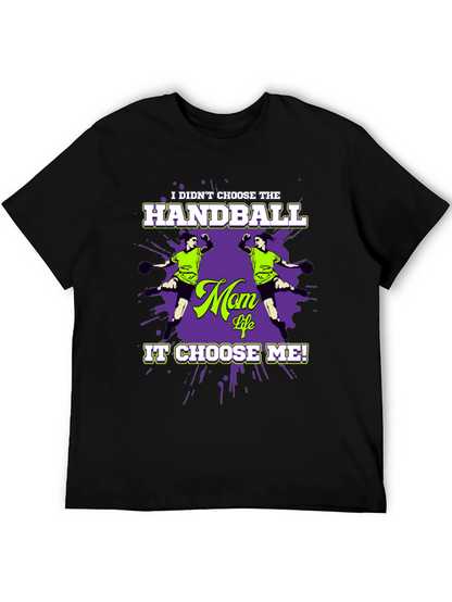 Camiseta Negra Humorística Balonmano para Mamá