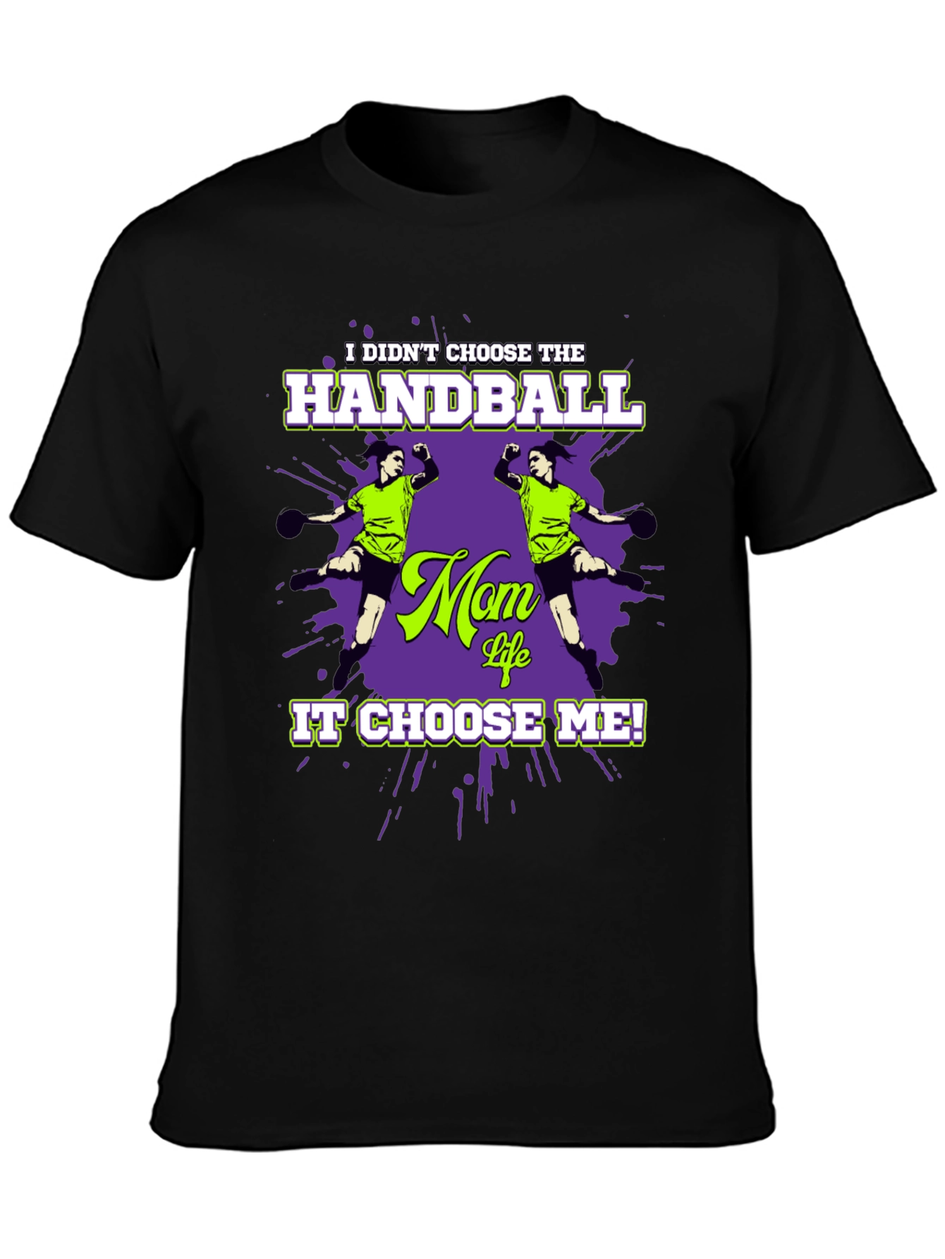 Camiseta Negra Humorística Balonmano para Mamá