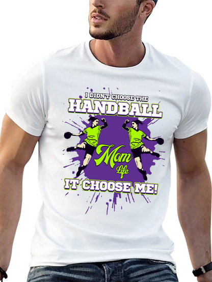 Camiseta Negra Humorística Balonmano para Mamá