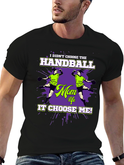 Camiseta Negra Humorística Balonmano para Mamá