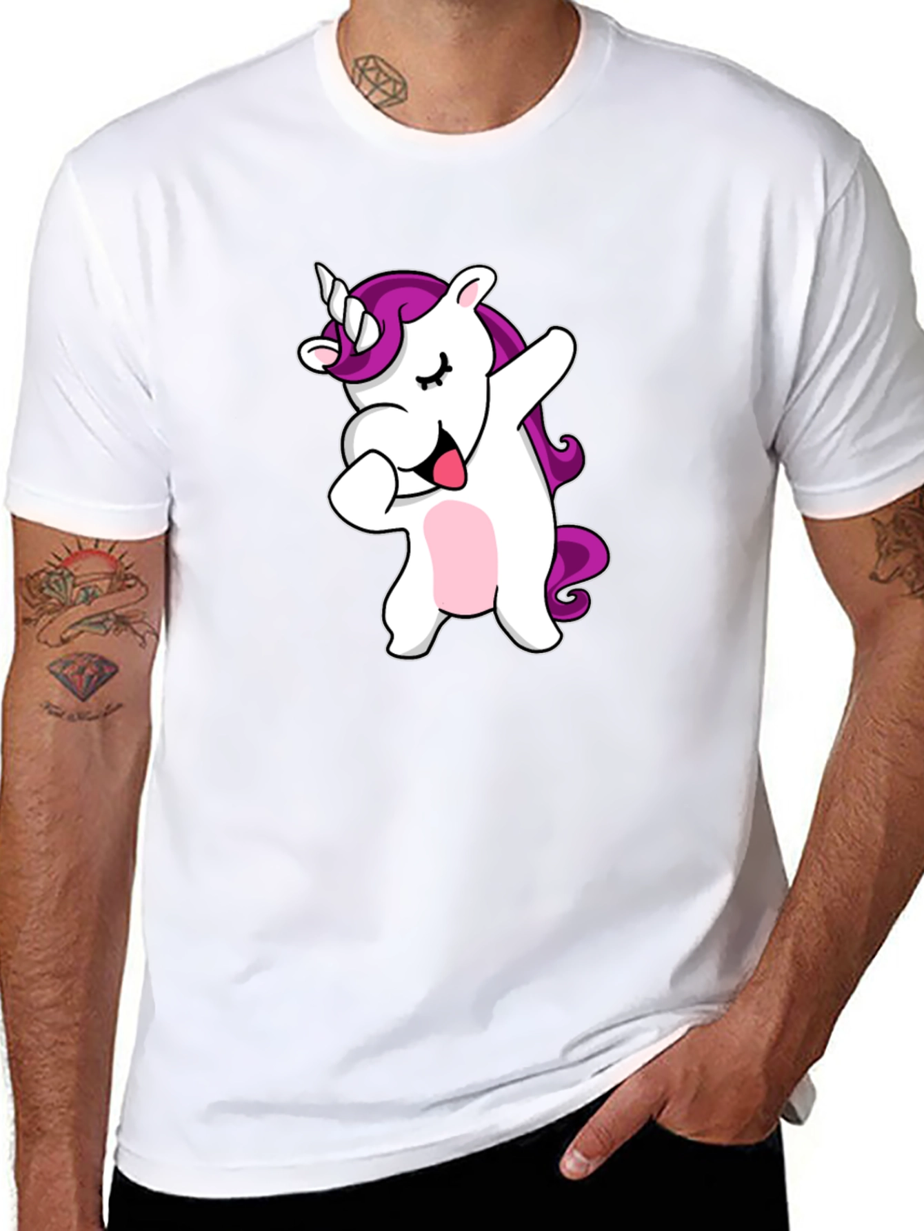 Camiseta Negra con Unicornio Dabbing