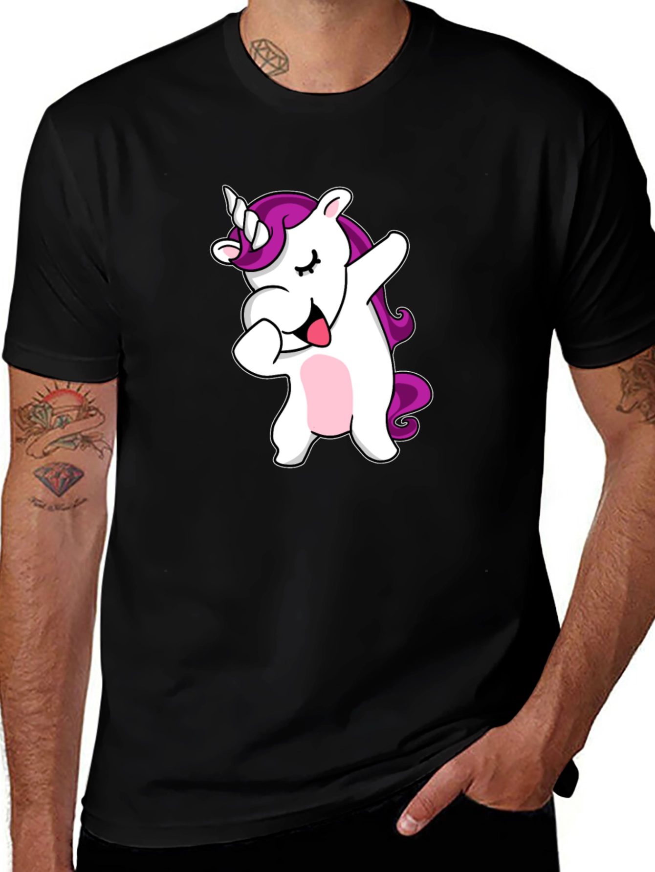 Camiseta Negra con Unicornio Dabbing