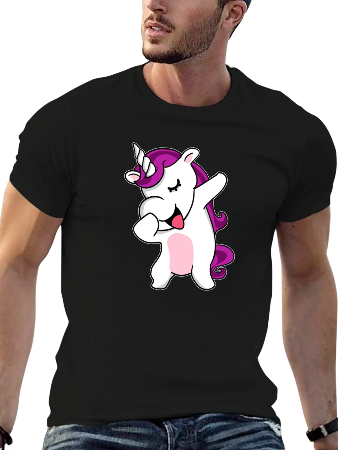 Camiseta Negra con Unicornio Dabbing