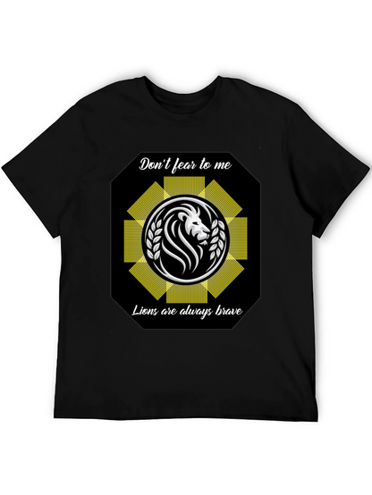 Camiseta Negra con Diseño de León Valiente