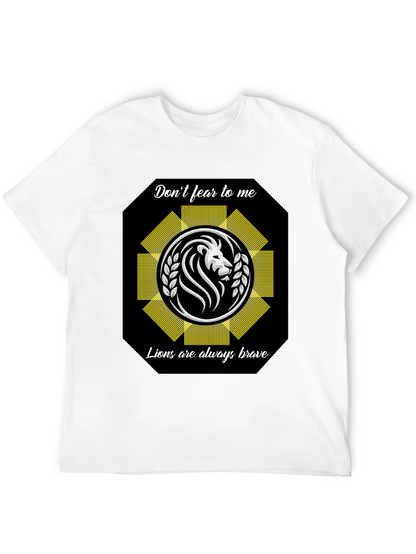 Camiseta Negra con Diseño de León Valiente