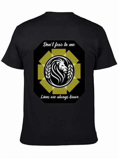 Camiseta Negra con Diseño de León Valiente