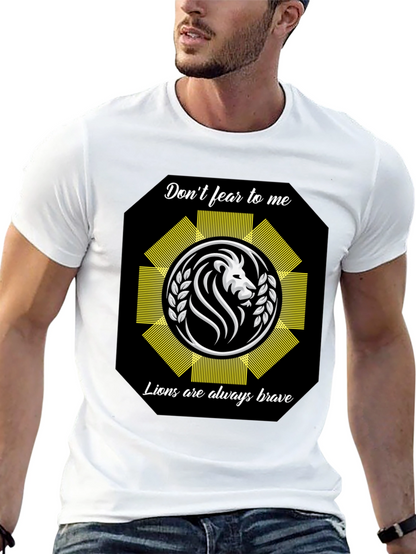 Camiseta Negra con Diseño de León Valiente