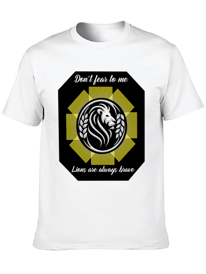 Camiseta Negra con Diseño de León Valiente