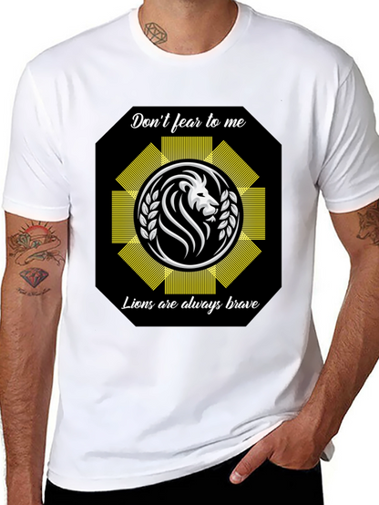 Camiseta Negra con Diseño de León Valiente