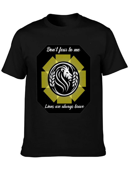 Camiseta Negra con Diseño de León Valiente