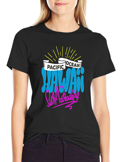 Camiseta Negra Hawaii Surf Paradise
