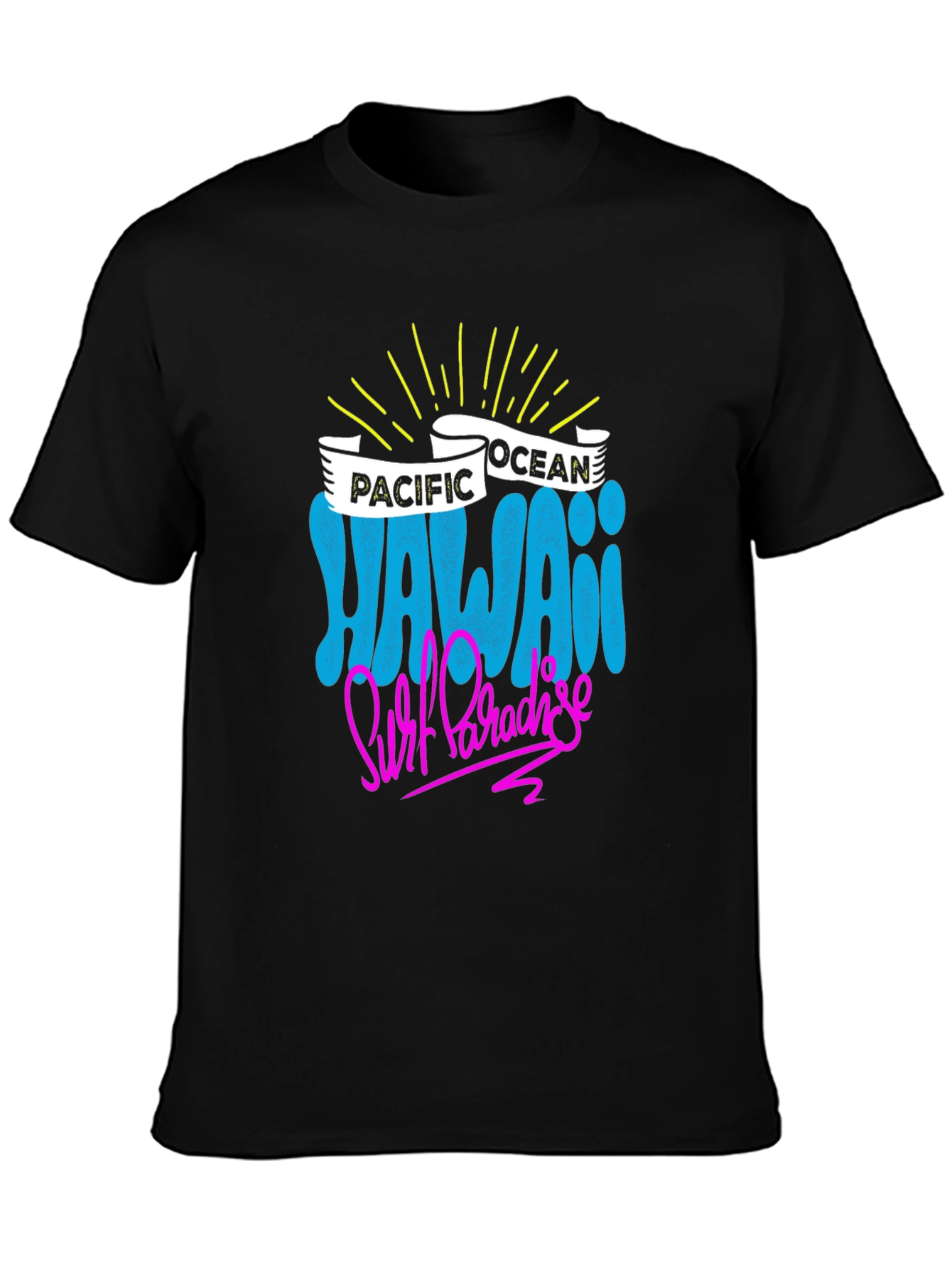 Camiseta Negra Hawaii Surf Paradise