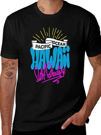 Camiseta Negra Hawaii Surf Paradise