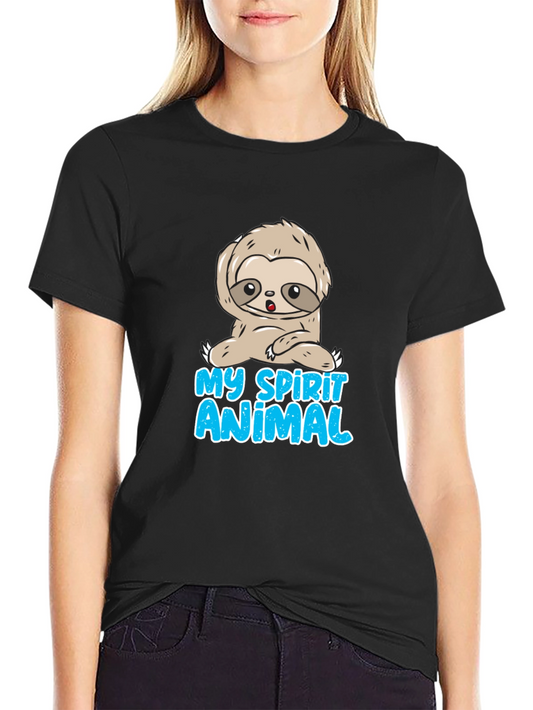 Camiseta Negra Mi Animal Espiritual Perezoso