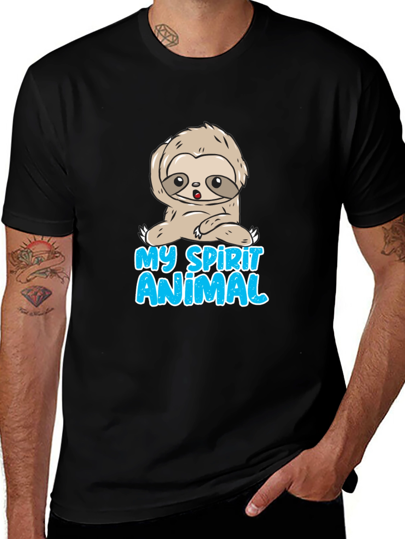 Camiseta Negra Mi Animal Espiritual Perezoso