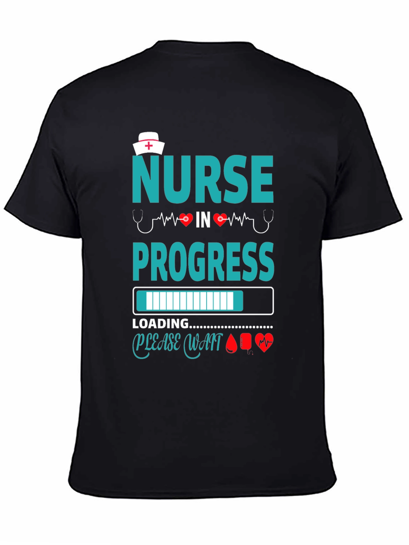 Camiseta Negra: Enfermera en Progreso - Diseño Médico
