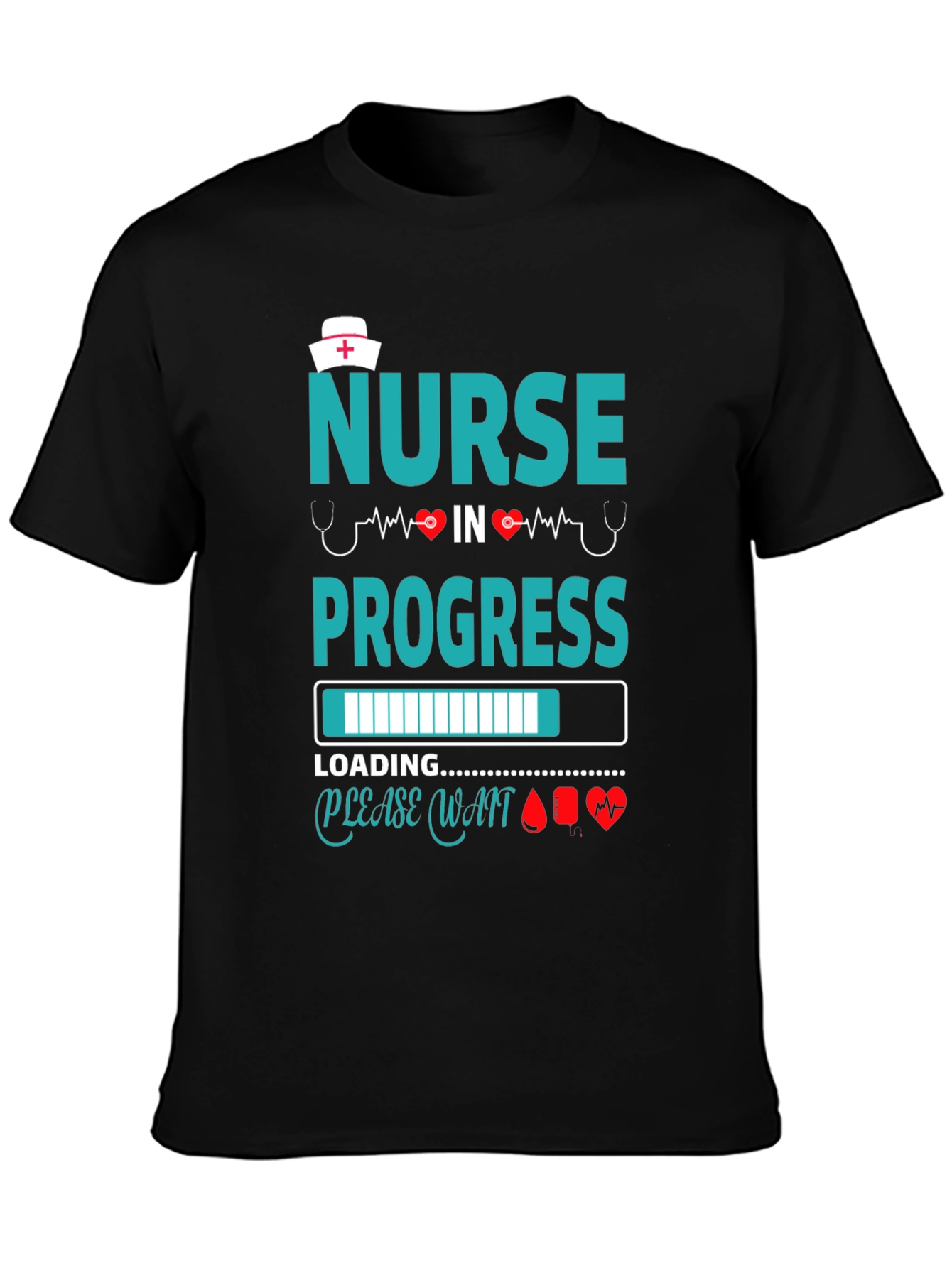 Camiseta Negra: Enfermera en Progreso - Diseño Médico
