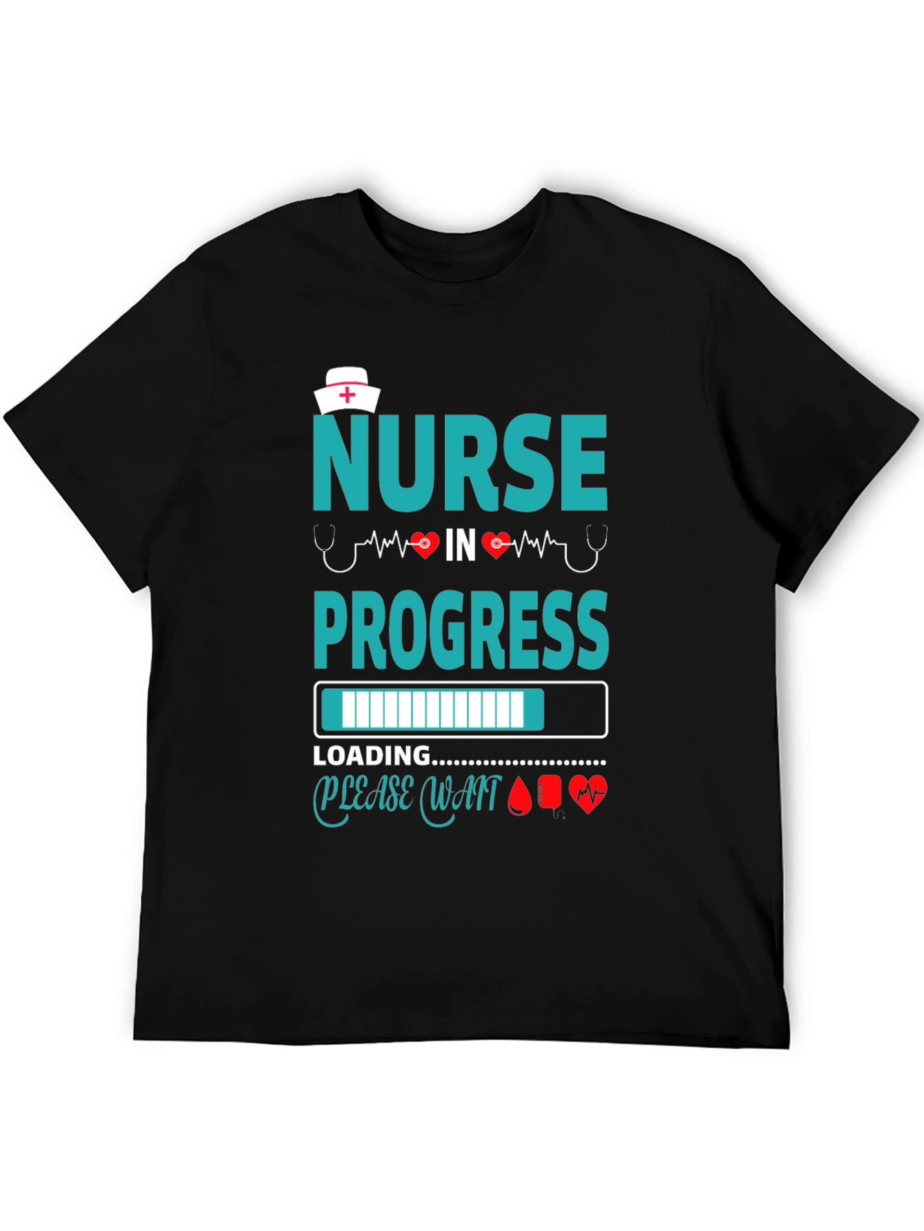 Camiseta Negra: Enfermera en Progreso - Diseño Médico