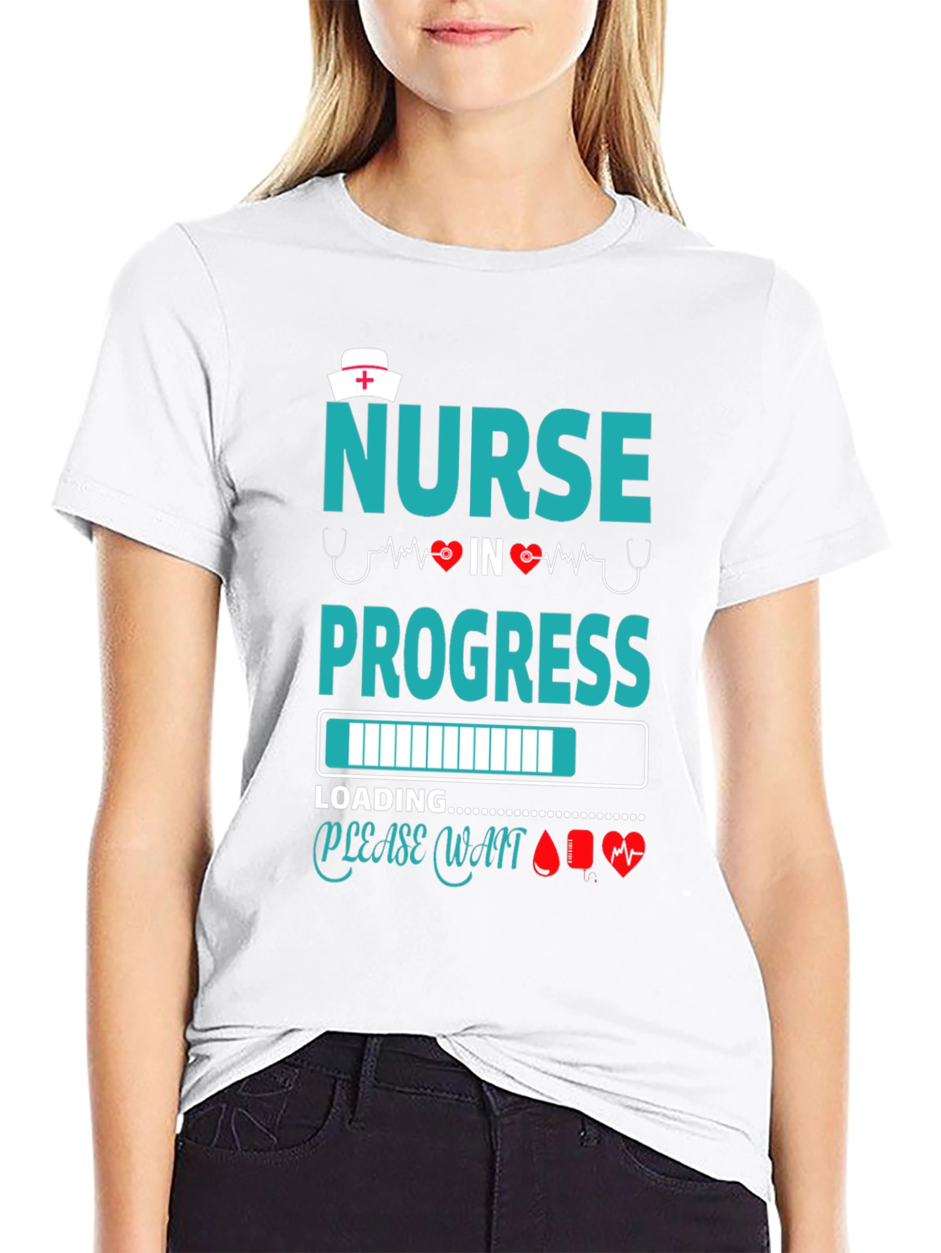 Camiseta Negra: Enfermera en Progreso - Diseño Médico