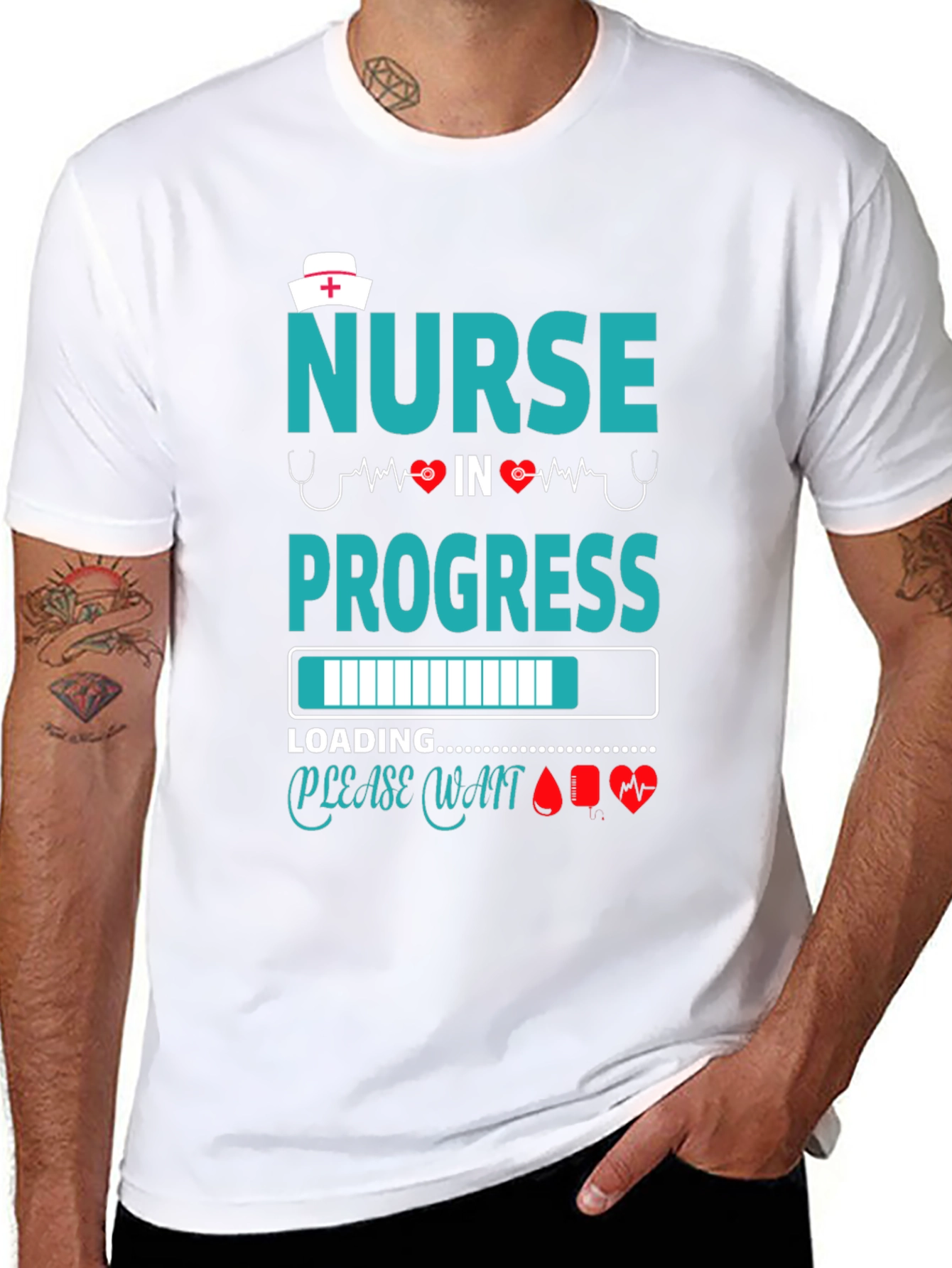 Camiseta Negra: Enfermera en Progreso - Diseño Médico