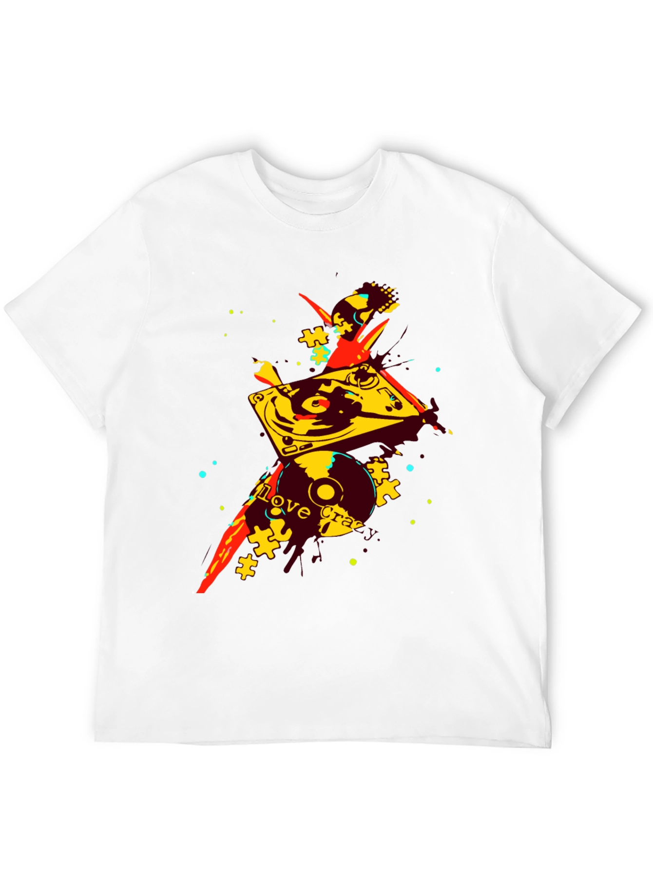 Camiseta Negra con Diseño Abstracto de DJ