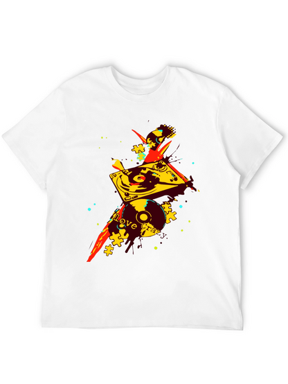 Camiseta Negra con Diseño Abstracto de DJ