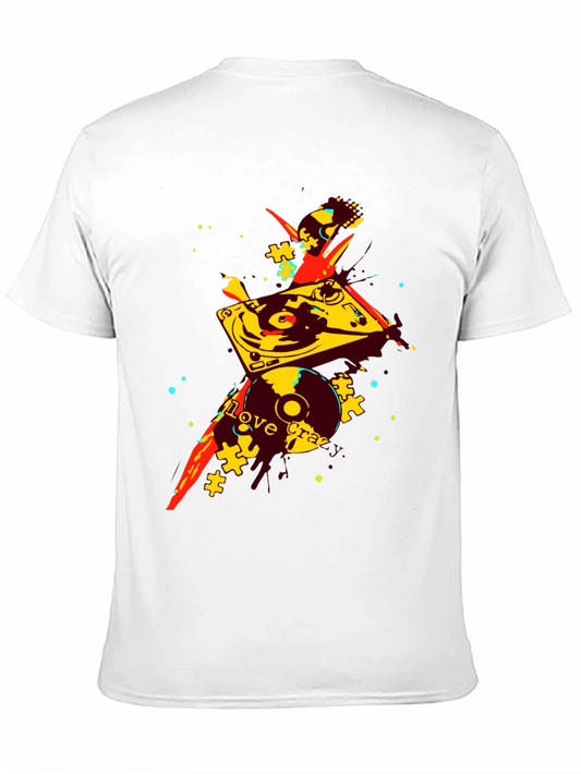 Camiseta Negra con Diseño Abstracto de DJ