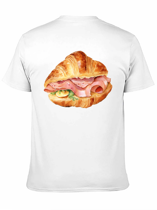 Camiseta Negra Estampada Croissant con Jamón