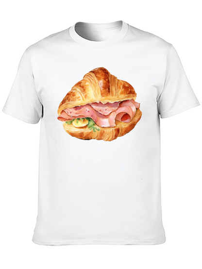 Camiseta Negra Estampada Croissant con Jamón
