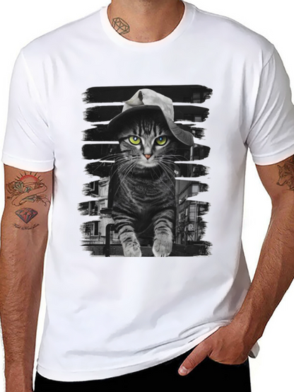 Camiseta Negra con Gato Detective