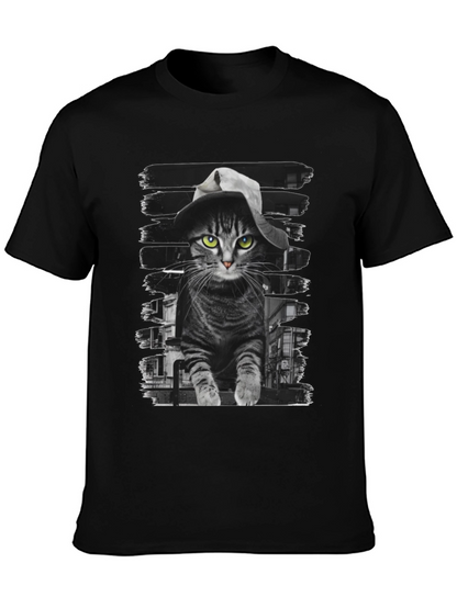Camiseta Negra con Gato Detective