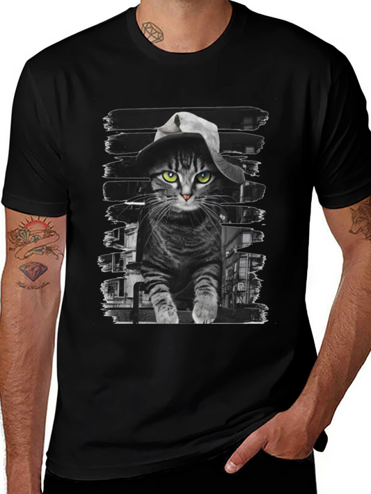 Camiseta Negra con Gato Detective