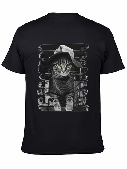 Camiseta Negra con Gato Detective